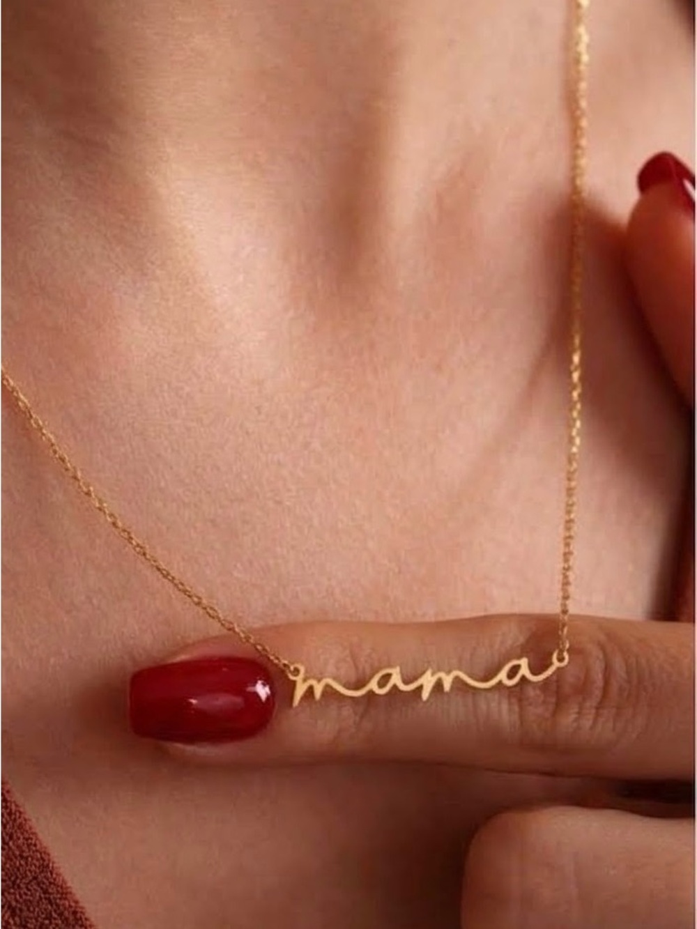 18k Gold 'Mama' Script Necklace - Elegant Women's Jewelry waterproof stainless